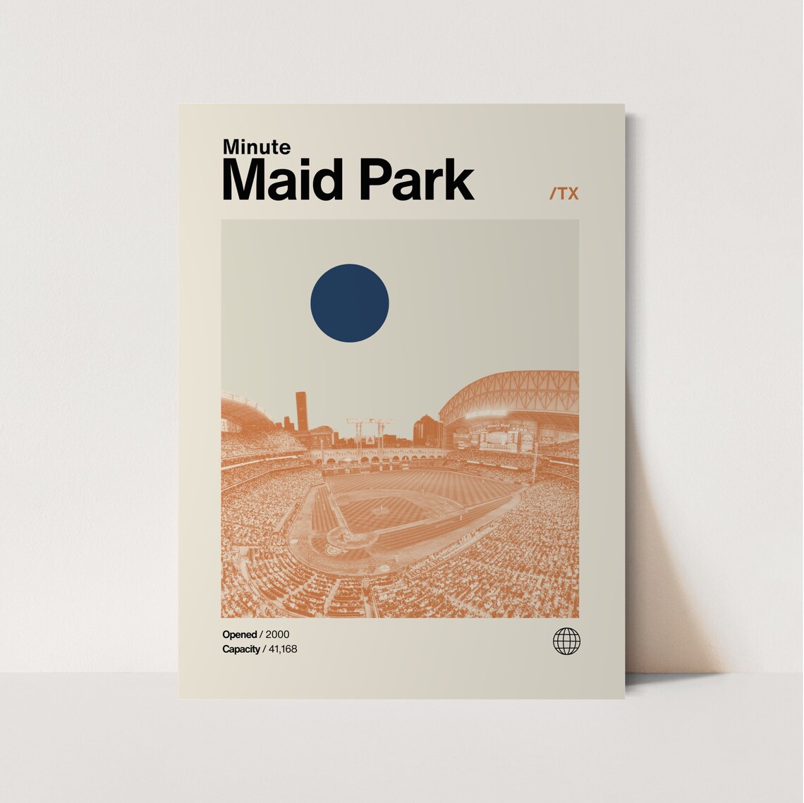 Minute Maid Park Retro Poster, Houston Baseball Art