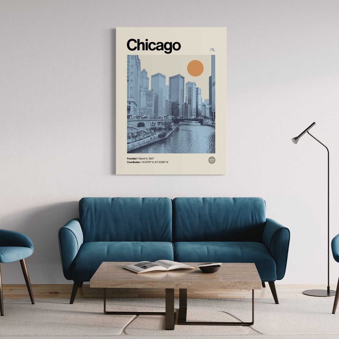 Chicago Minimalist Mid-Century Travel Poster Print - Image 3