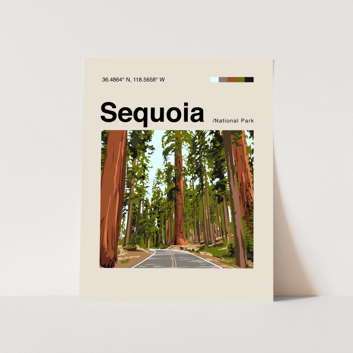 Sequoia National Park Giant Redwood Forest Road Travel Poster