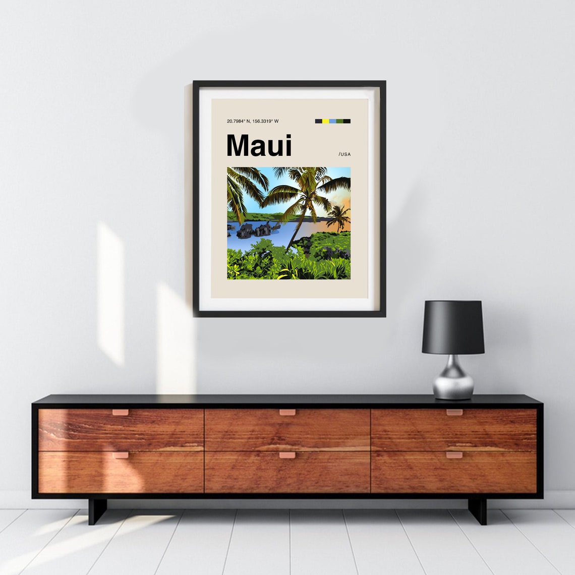 Maui Poster Minimalist Helvetica Mid Century Modern Maui Travel Print Hawaii Poster Maui Wall Art Maui Hawaii Print Modern Maui Art - Image 3