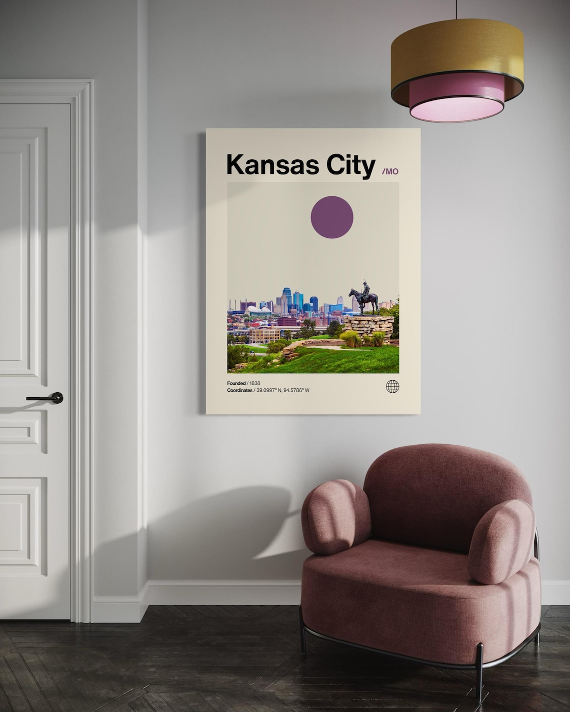 Kansas City Missouri Scout Statue Skyline Minimalist Travel Poster - Image 3