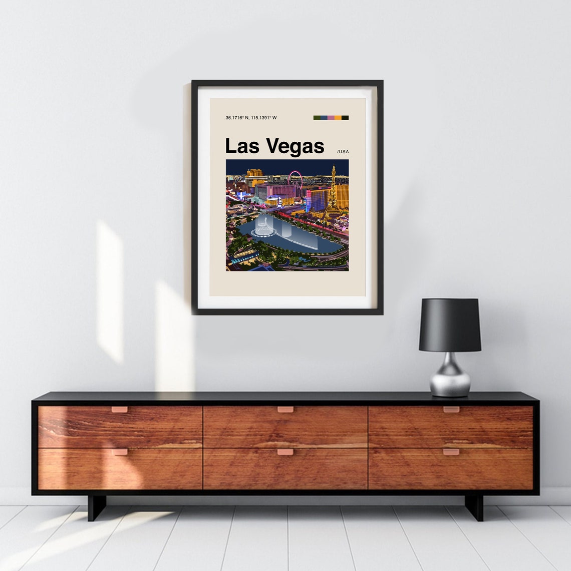 Las Vegas Poster Las Vegas Wall Art Minimalist Helvetica Mid Century Modern Las Vegas Print Vegas Poster Vegas Night Poster Vegas - Image 3