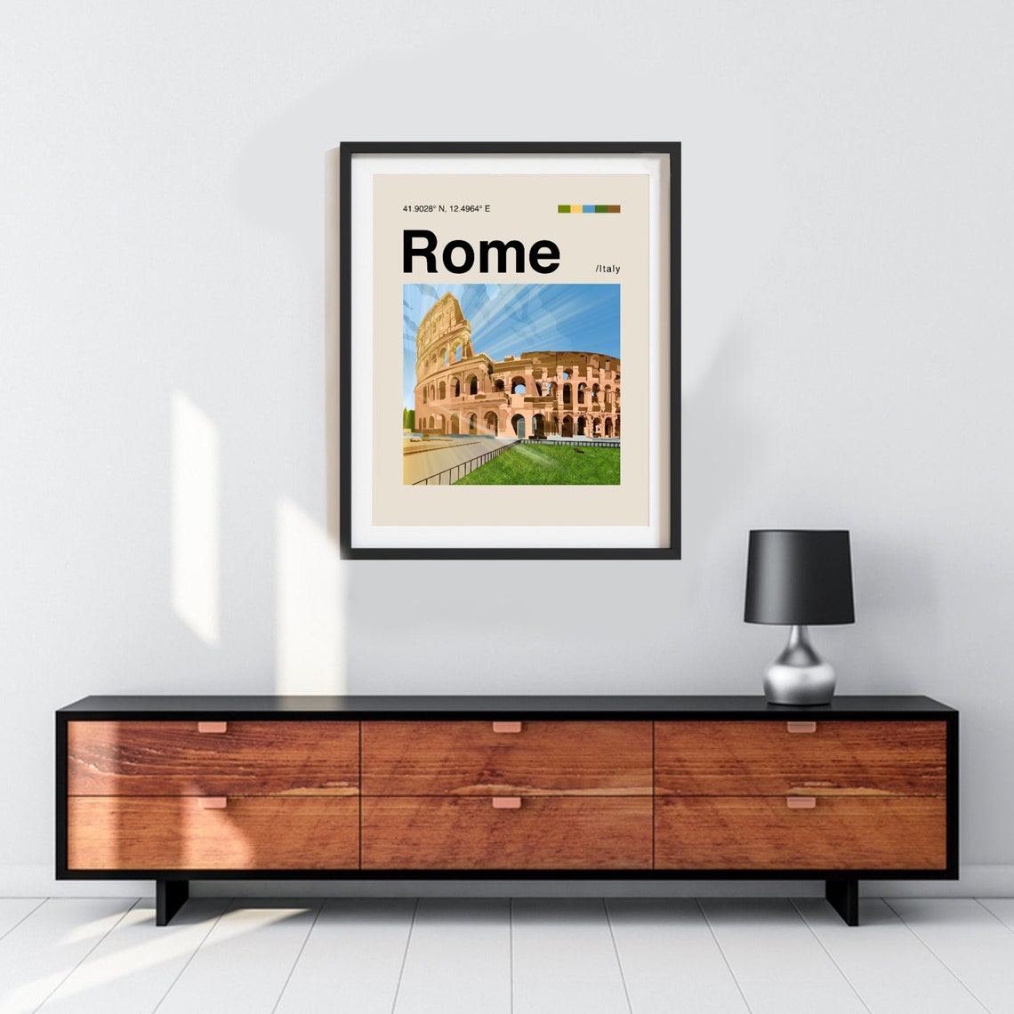 Rome Poster Minimalist Helvetica Mid Century Modern Rome Travel Print Colosseum Poster Rome Wall Art Rome Colosseum Art Rome Italy - Image 3