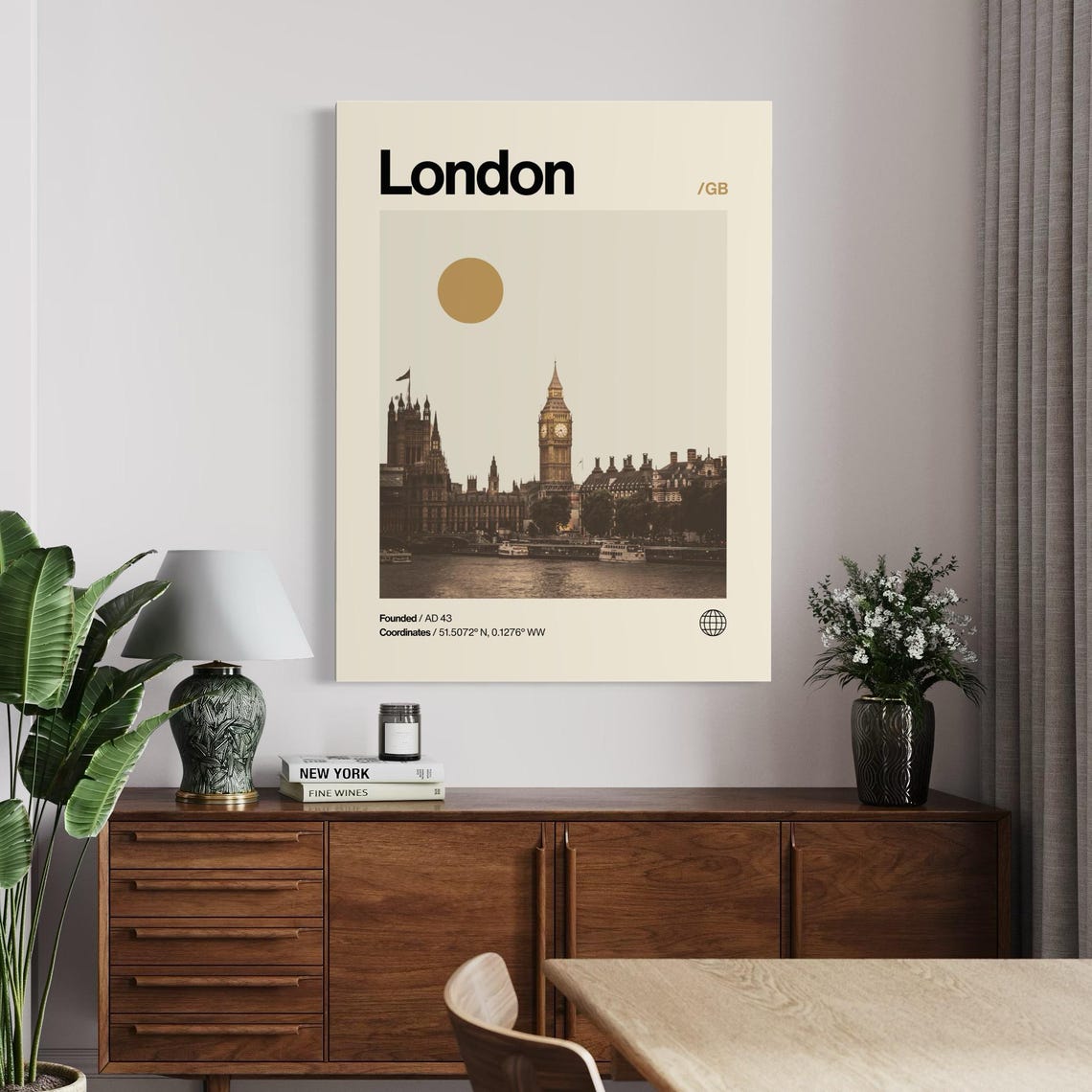 London Poster Minimalist Helvetica Mid Century Modern London Travel Print London Wall Art London England Print Big Ben Poster - Image 3