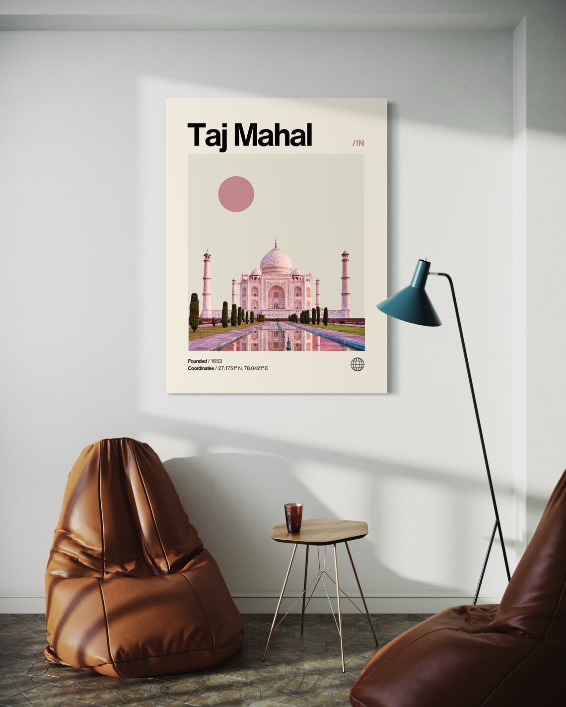 Taj Mahal Minimalist Mid-Century Travel Poster - Image 2