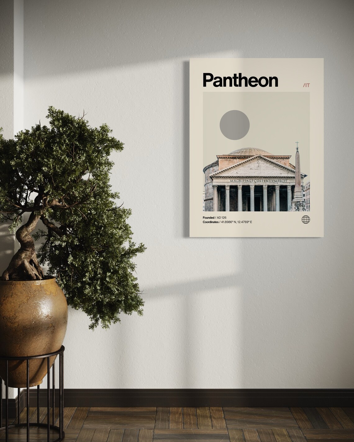 Rome Italy Pantheon Columns Facade Ancient Helvetica Travel Poster - Image 2