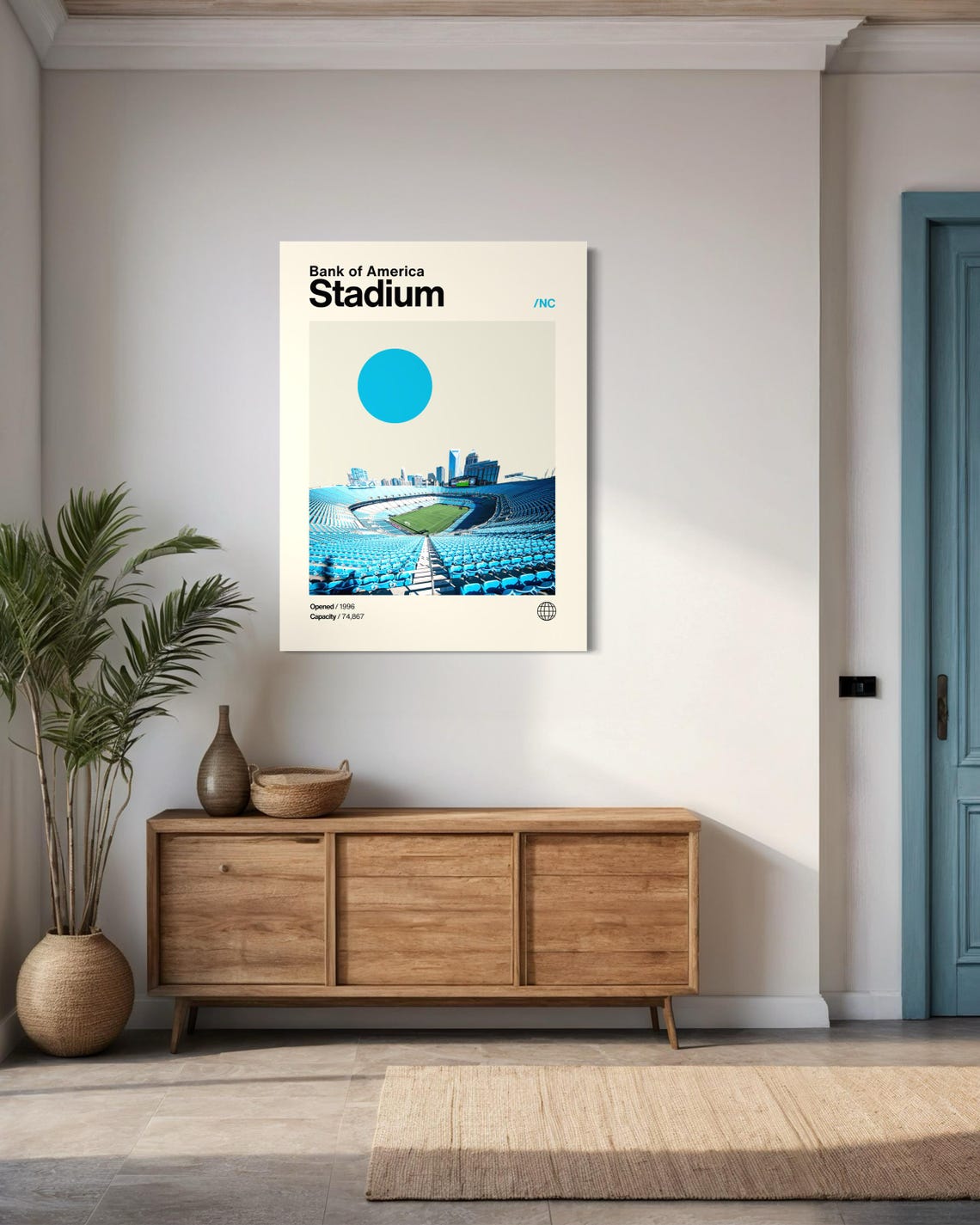Bank Of America Stadium Poster Panthers Poster Minimalist Helvetica Mid Century Modern Football Art Football Stadium Poster Carolina - Image 3