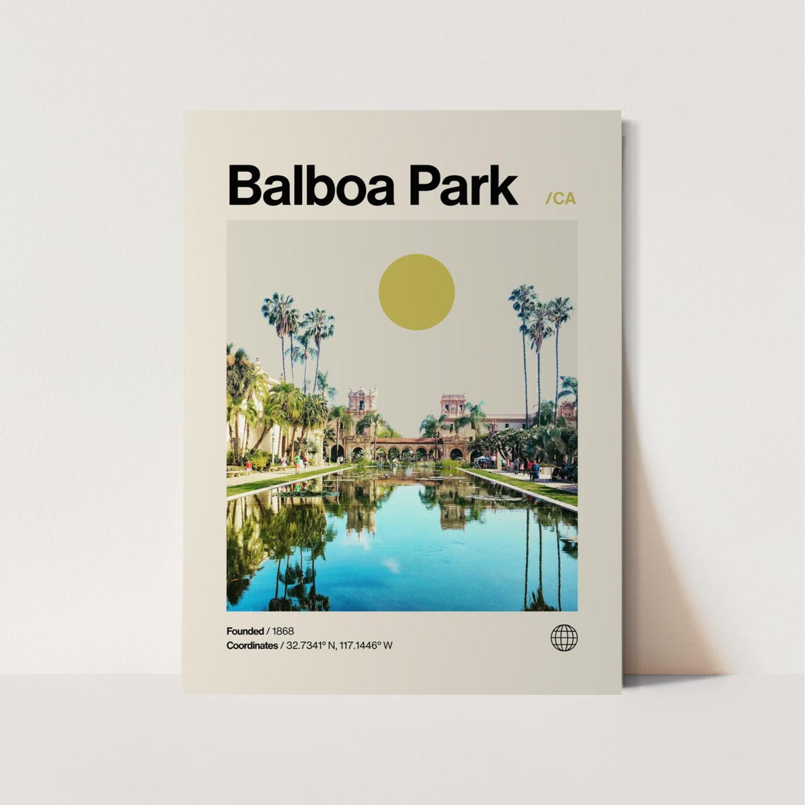 Balboa Park San Diego Reflecting Pool Minimalist Mid Century Poster