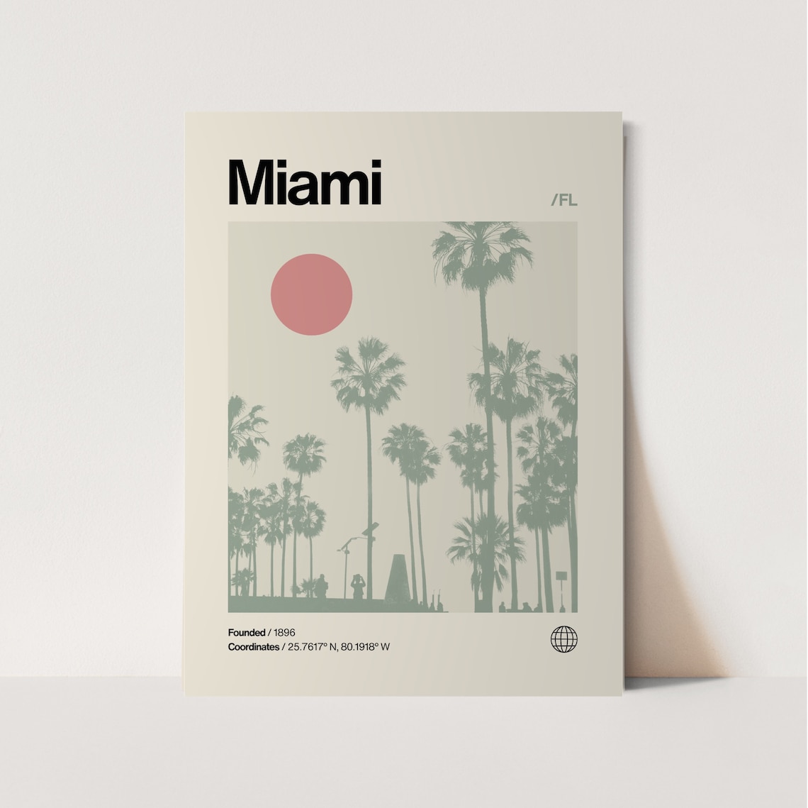 Miami Minimalist Mid-Century Modern Travel Poster
