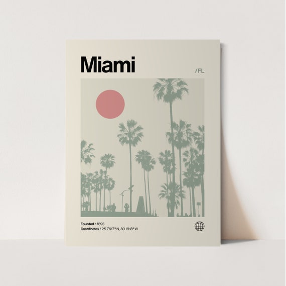 Miami Minimalist Mid-Century Modern Travel Poster