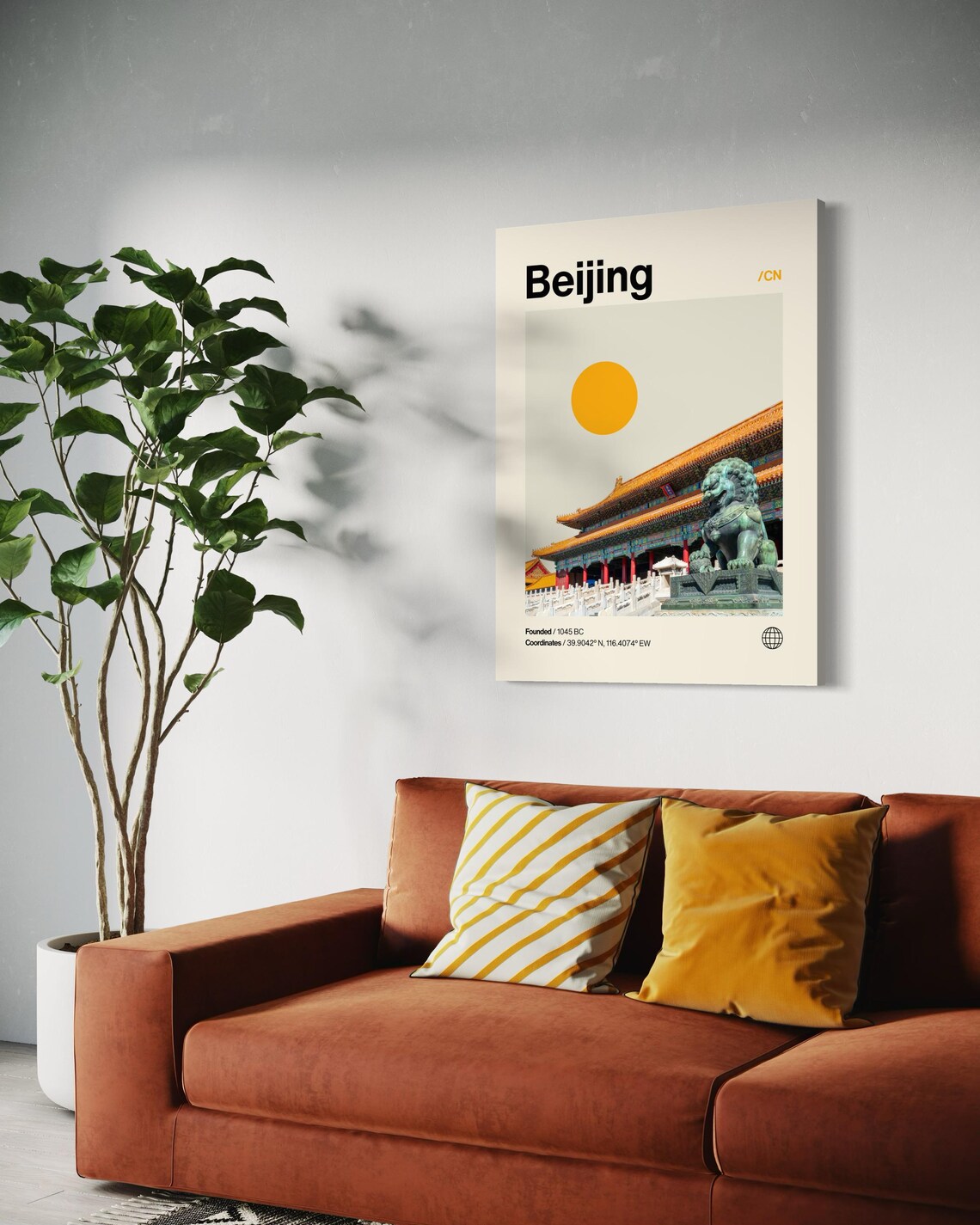 Beijing China Forbidden City Guardian Lion Minimalist Travel Poster - Image 3
