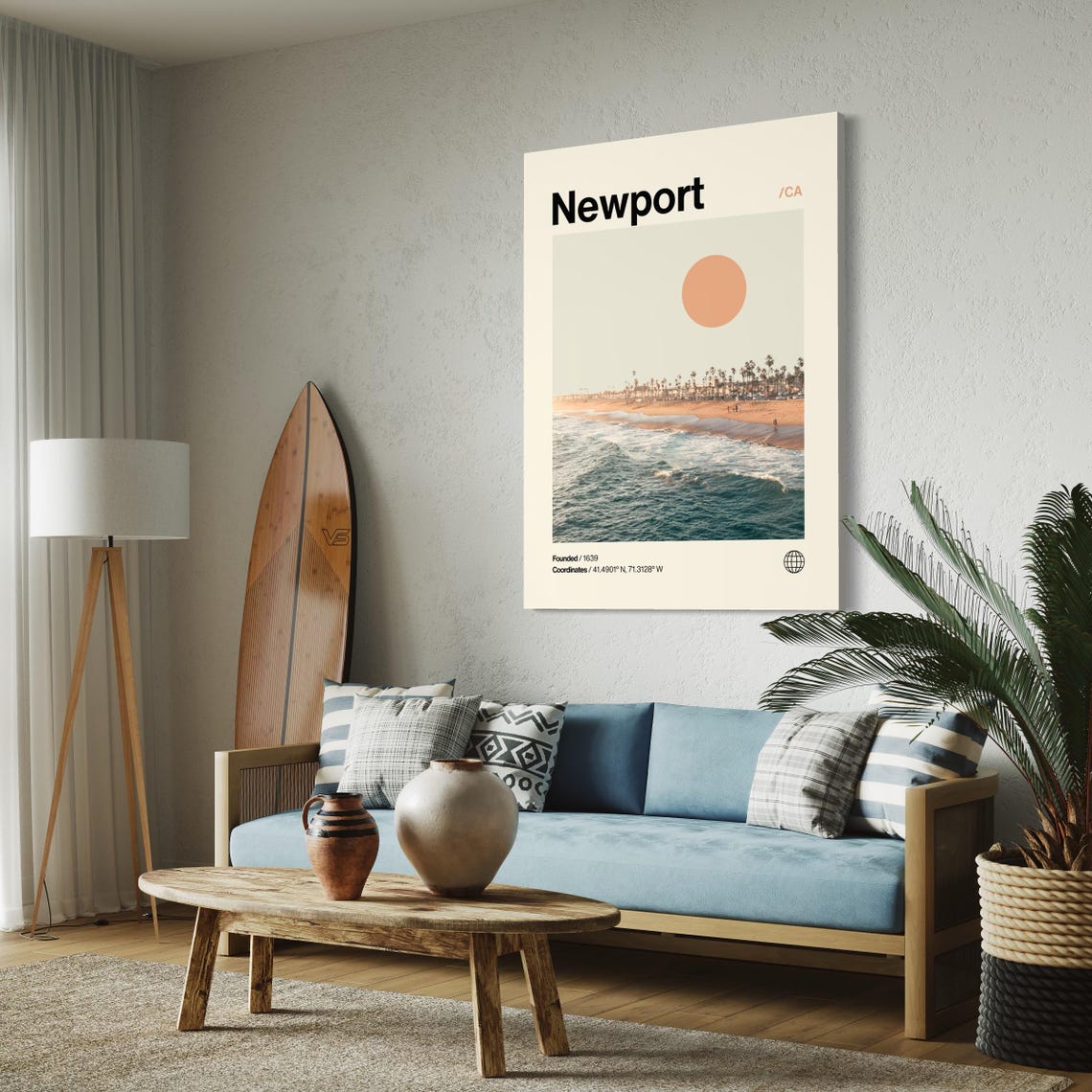 Newport Poster Minimalist Helvetica Mid Century Modern Newport Travel Print Newport Wall Art Newport California Print Newport Beach - Image 3