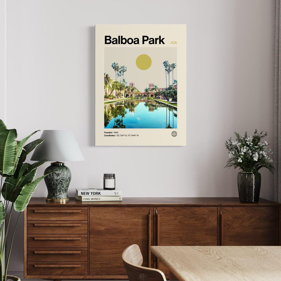 Balboa Park San Diego Reflecting Pool Minimalist Mid Century Poster - Image 2