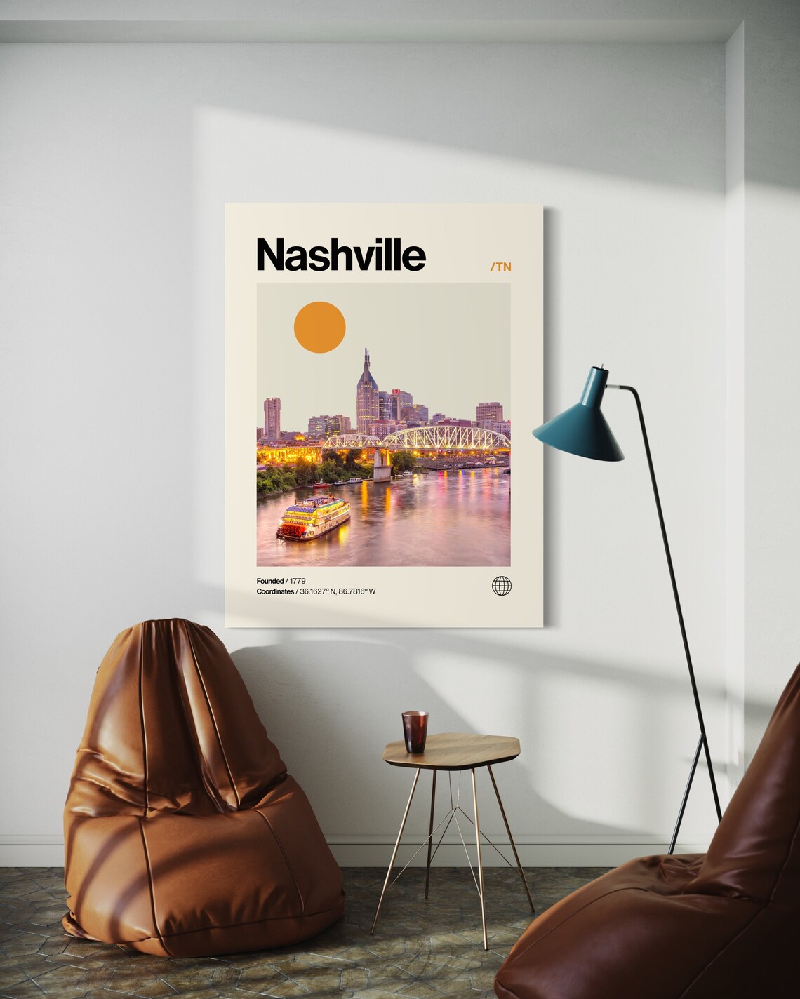 Nashville Minimalist Mid-Century Travel Poster Print - Image 3