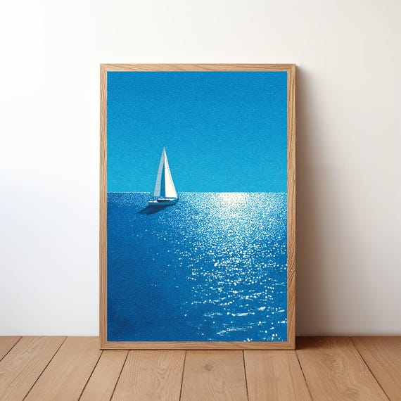 Sailboat Poster Minimalist Modern Nautical Wall Art Simple Ocean Boat Print Coastal Decor For Sailor Sea Lover Gift Illustration Sl16