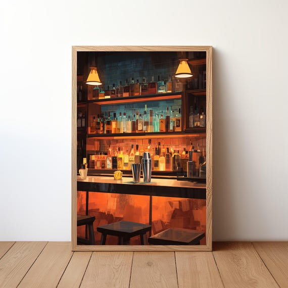 Cocktail Bar Wall Art Print Minimalist Modern Vector Drink Poster Home Decor Mixology Bartender Gift Kitchen Illustration Bar29