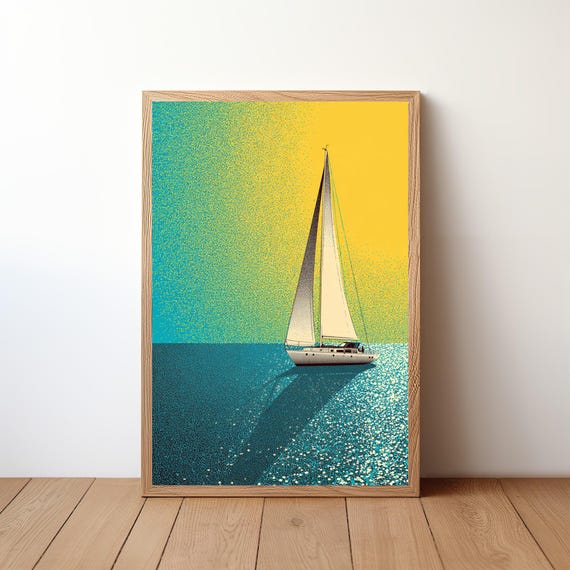 Sailboat Poster Minimalist Modern Nautical Wall Art Simple Ocean Boat Print Coastal Decor For Sailor Sea Lover Gift Illustration Sl14