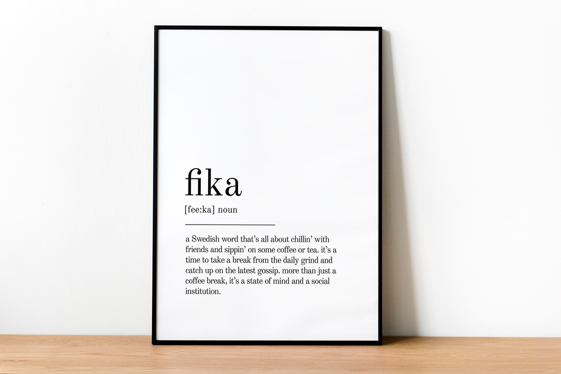 Fika Definition Quote Art Print, Office Wall Decor - Image 2