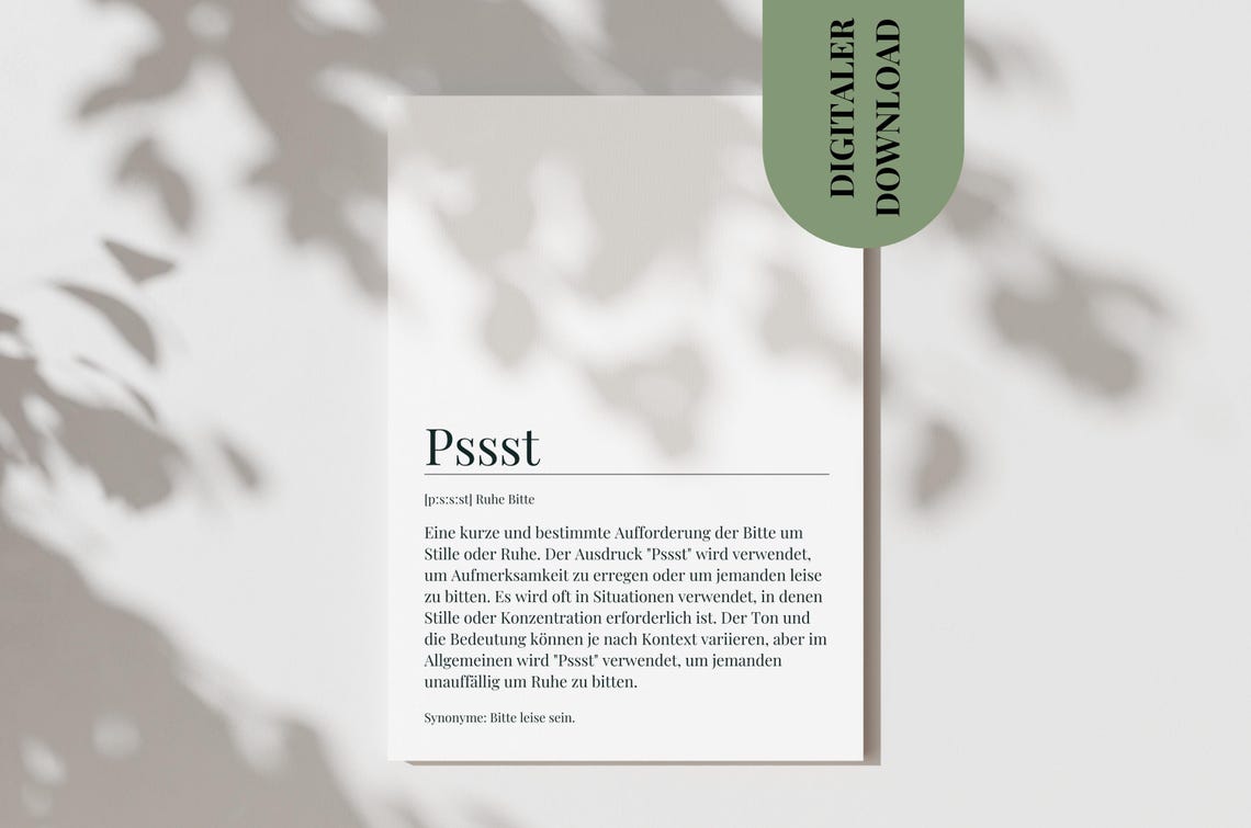 Pssst Funny Quiet Please Word Definition Nursery Fun Art Poster