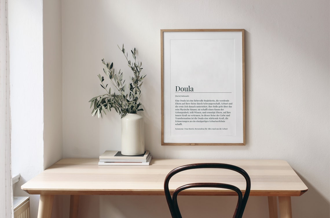 Doula Definition German Dictionary Birth Companion Midwife Gift Poster - Image 2