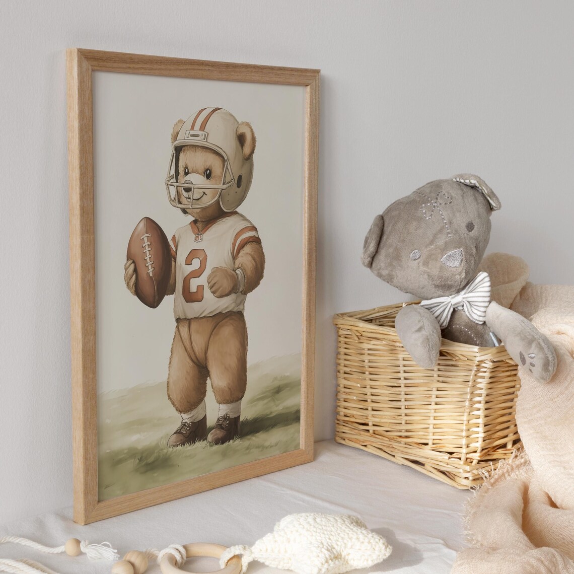 Teddy Bear Football Player in Helmet Holding the Ball Poster - Image 3