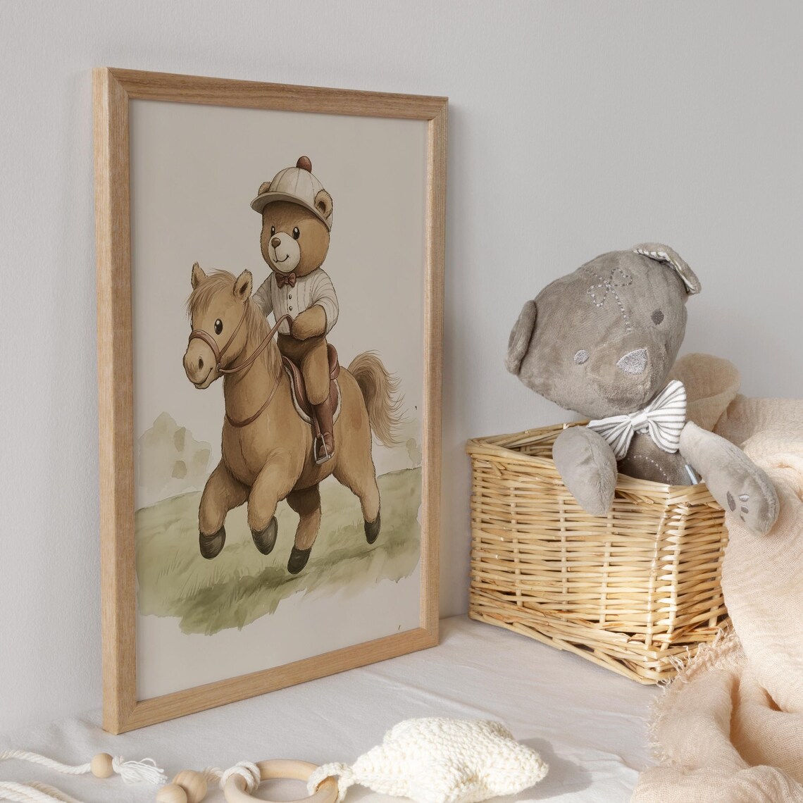 Teddy Bear Riding a Pony Wearing a Jockey Cap and Bow Tie Poster - Image 3