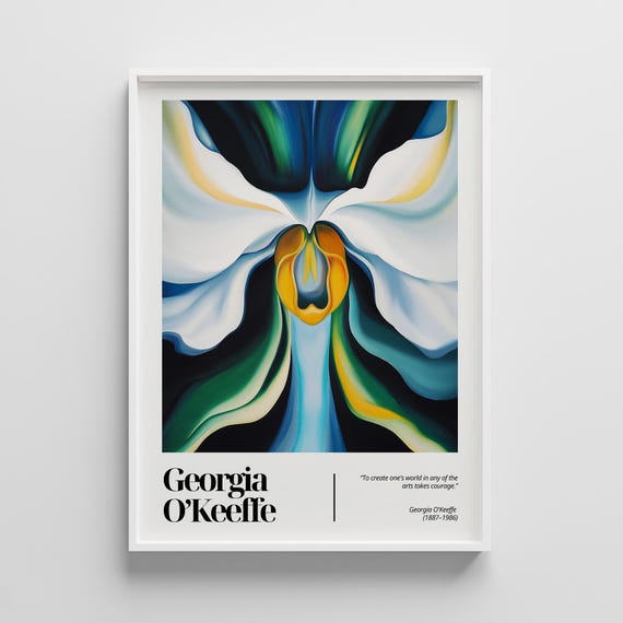 Georgia Okeeffe Inspired Flower Art Print Feminine Botanical Poster