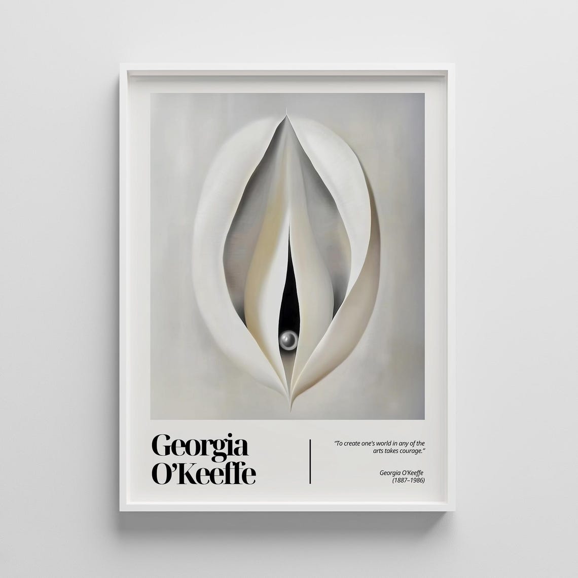 White Calla Lily Pearl Georgia O'Keeffe Style Floral Quote Art Poster