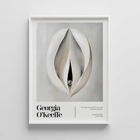 White Calla Lily Pearl Georgia O'Keeffe Style Floral Quote Art Poster