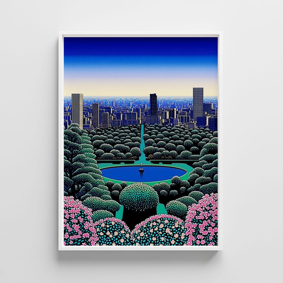 Aerial City Park at Dusk With Glowing Skyline City Pop Poster