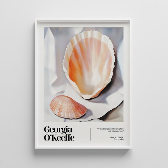 Georgia O'Keeffe Pastel Scallop Shell Coastal Still Life Art Poster