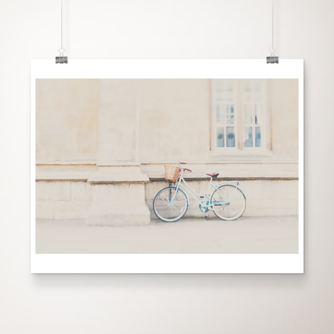 Mint Bicycle With Basket Cambridge England Soft Focus Photo Poster