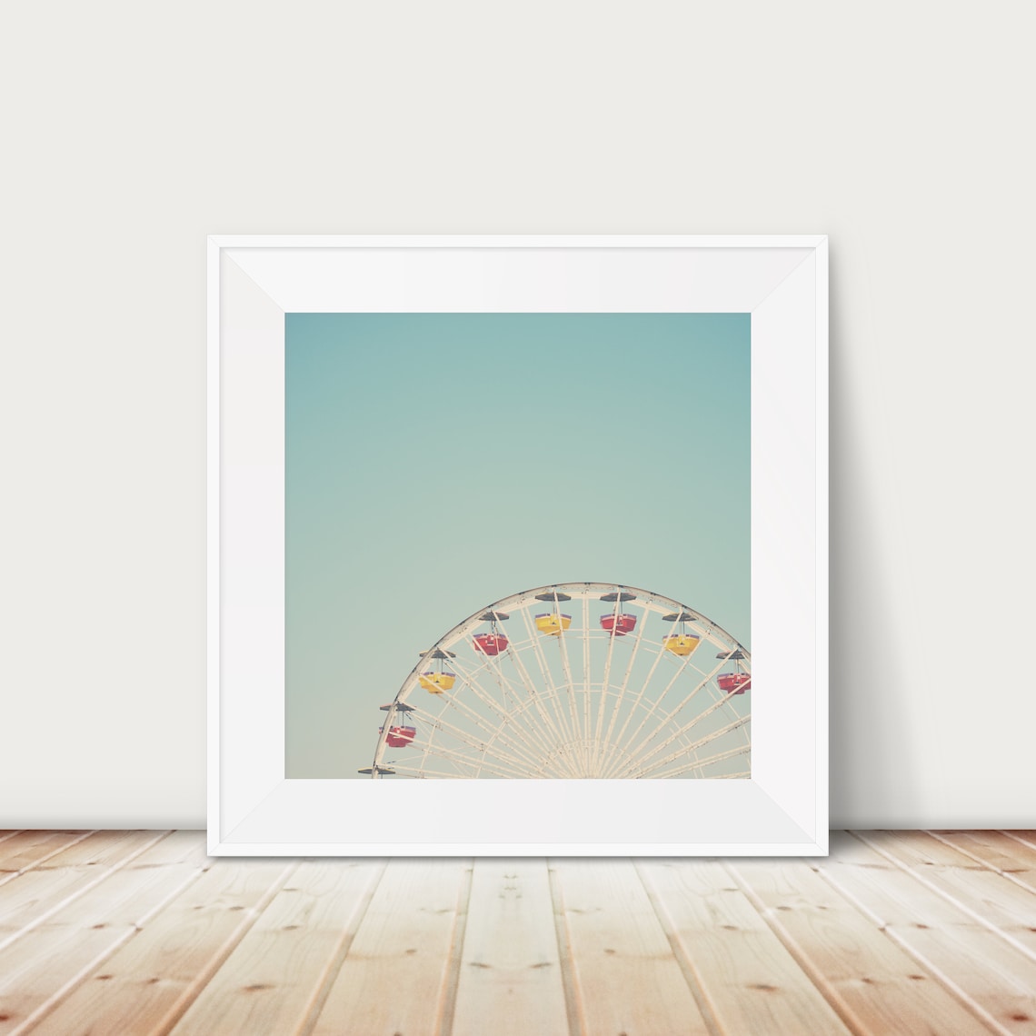 Ferris Wheel Coastal Amusement Park Retro Summer Sky Photo Poster
