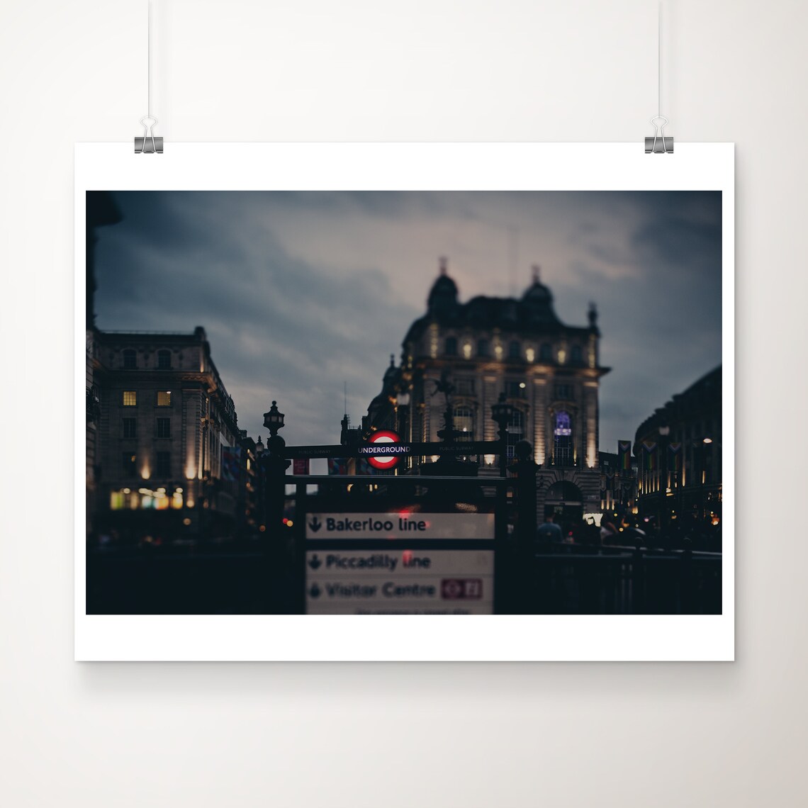 Piccadilly Circus At Dusk London Underground City Photo Poster
