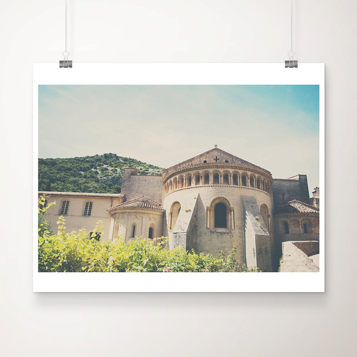 Historic Romanesque Abbey Church Photography Print in Warm Light
