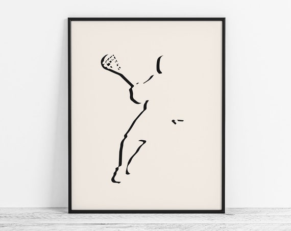Minimalist Lacrosse Art Modern Poster Boy Player Gift Abstract Wall Sports Room Decor