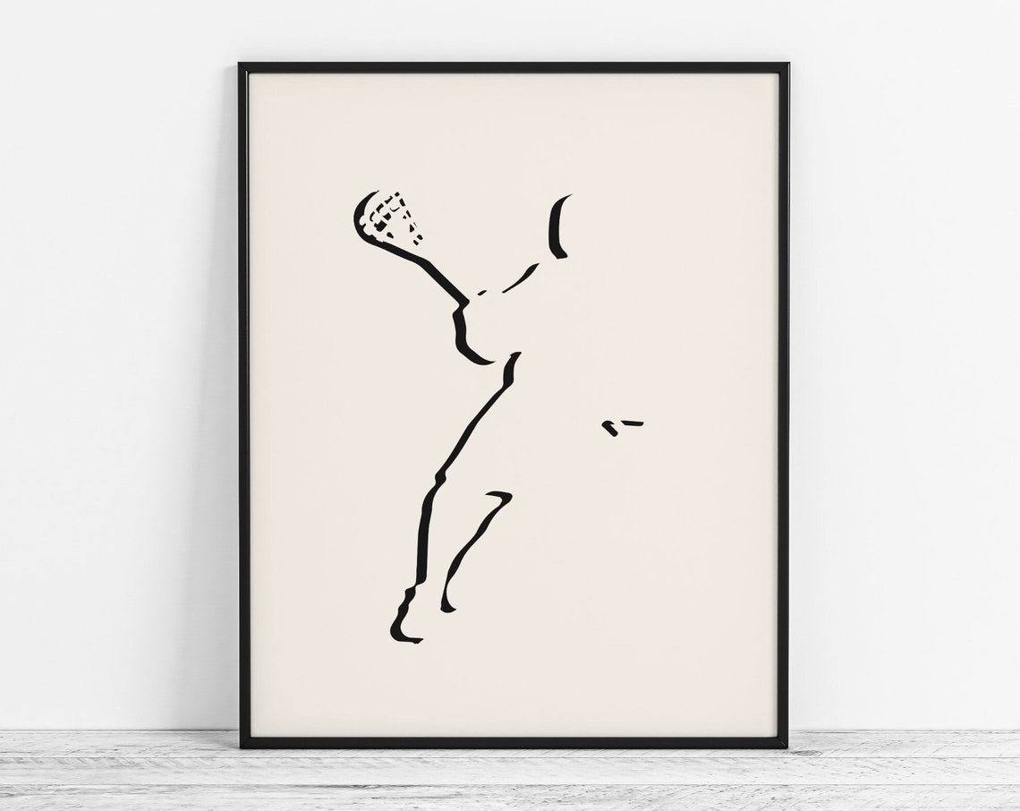 Minimalist Lacrosse Art Modern Poster Boy Player Gift Abstract Wall Sports Room Decor