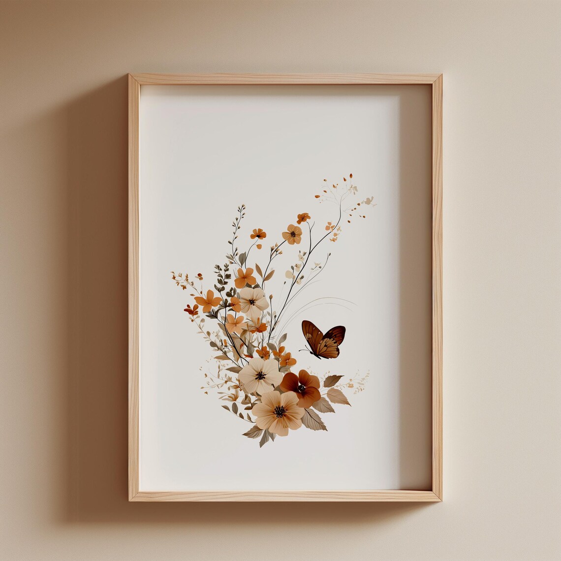 Floral Letter C Wildflower Butterfly Monogram Nursery Art Poster - Image 2