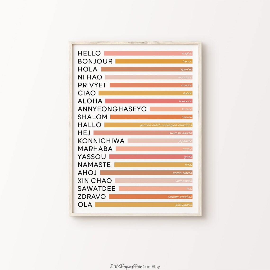 Hello In Different Languages Print Boho Typography Entryway Cute Home Decor Office Welcome Greetings Wall Art Instant Download