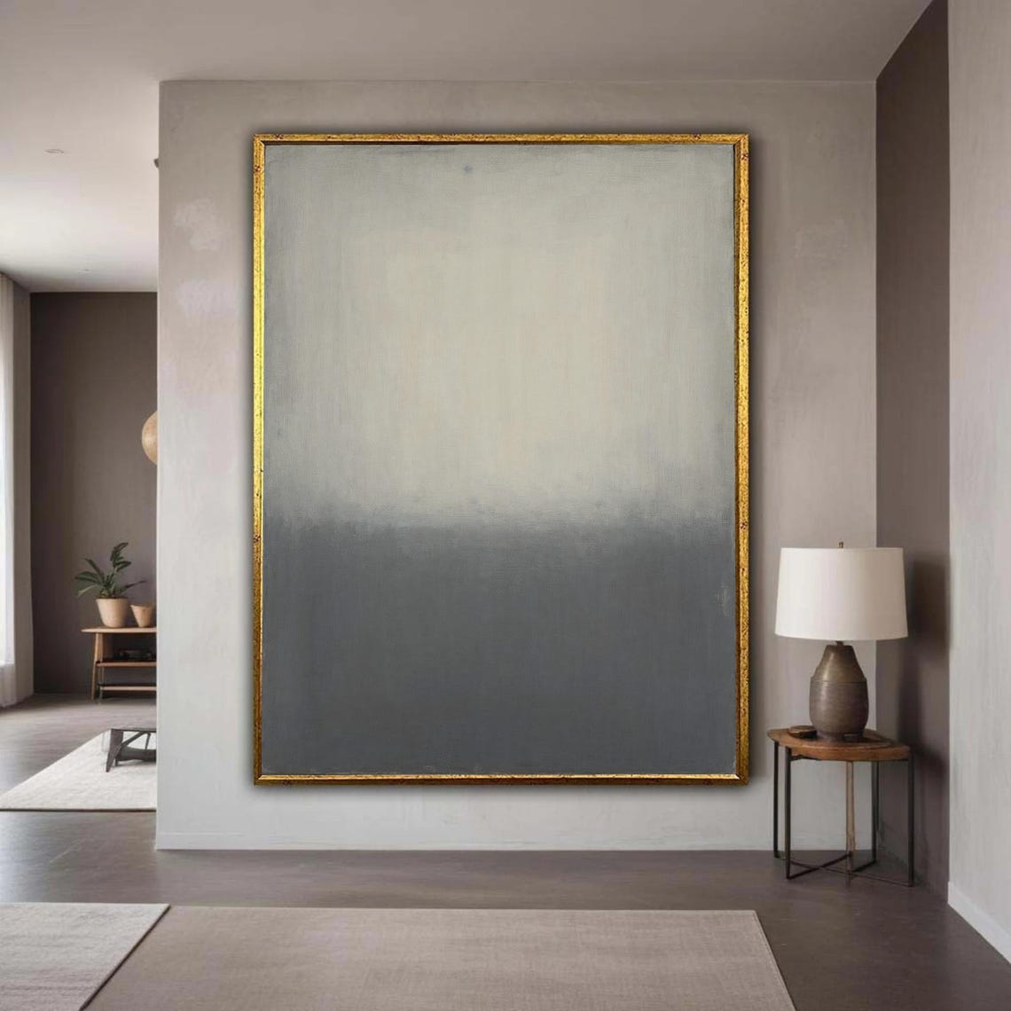 Rothko Inspired Grey Gradient Minimalist Neutral Abstract Poster