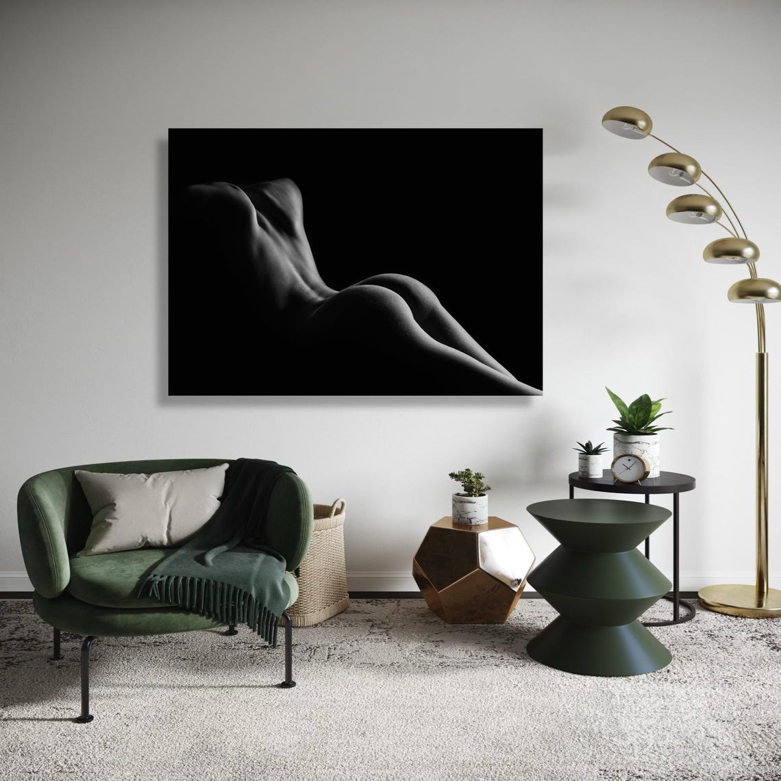 Elegant Black And White Nude Silhouette Minimalist Photo Poster