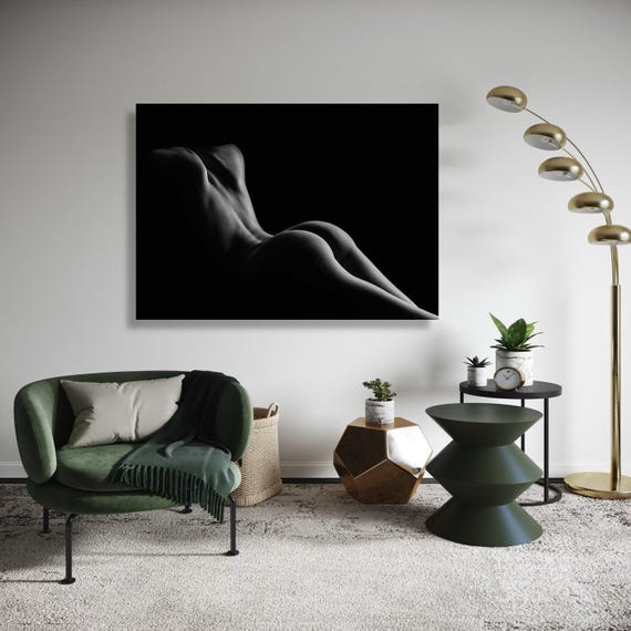 Elegant Nude Female Back Canvas Art Black And White Minimalist Wall Decor Sensual Body Silhouette Modern Home Gift