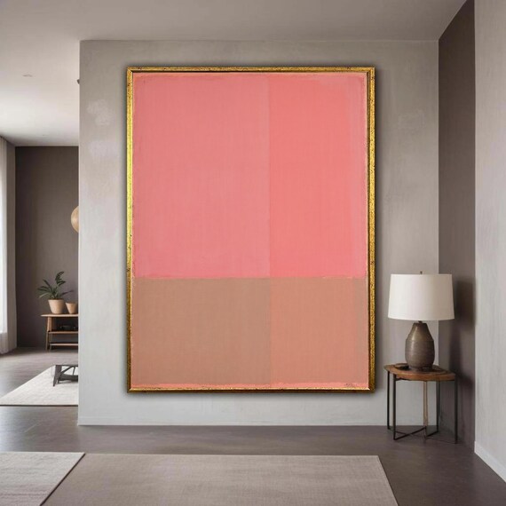 Mark Rothko Inspired Abstract Canvas Pink And Brown Color Block Wall Art Modern Minimalist Contemporary Home Gift Decor