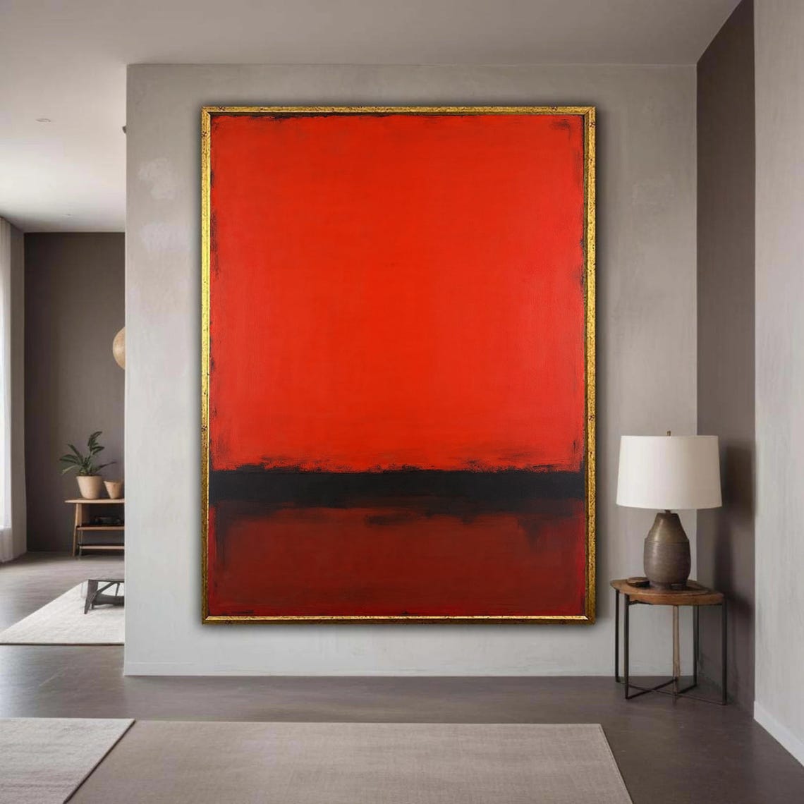 Bold Red And Black Dramatic Color Field Modern Abstract Art Poster