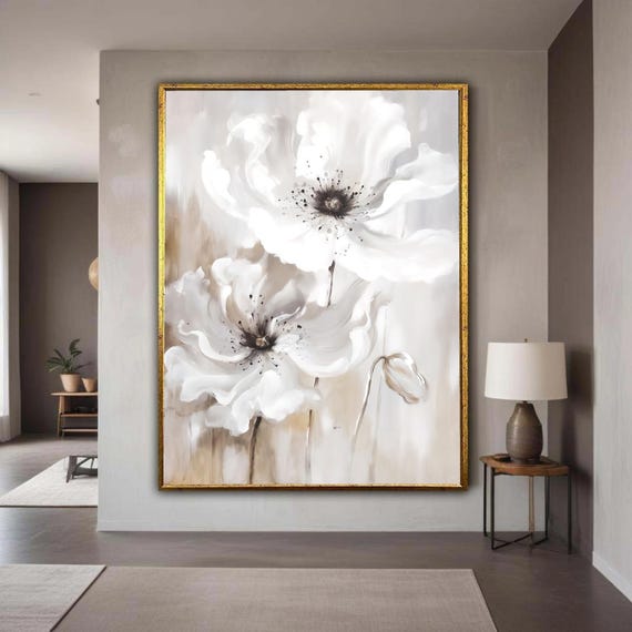 Soft White Poppies, Elegant Floral Wall Art