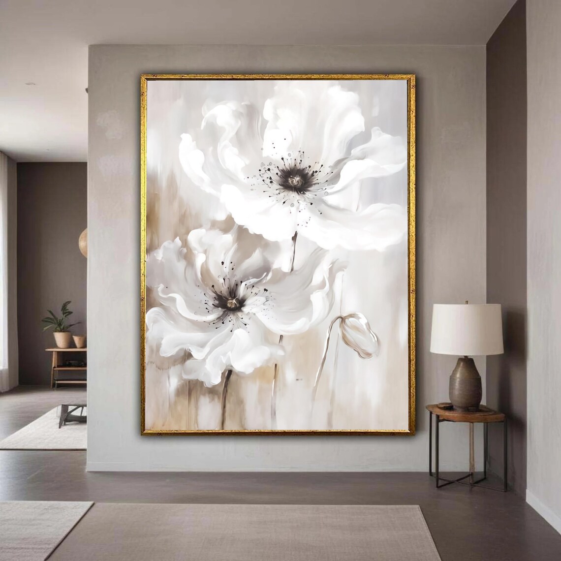 Soft White Poppies, Elegant Floral Wall Art