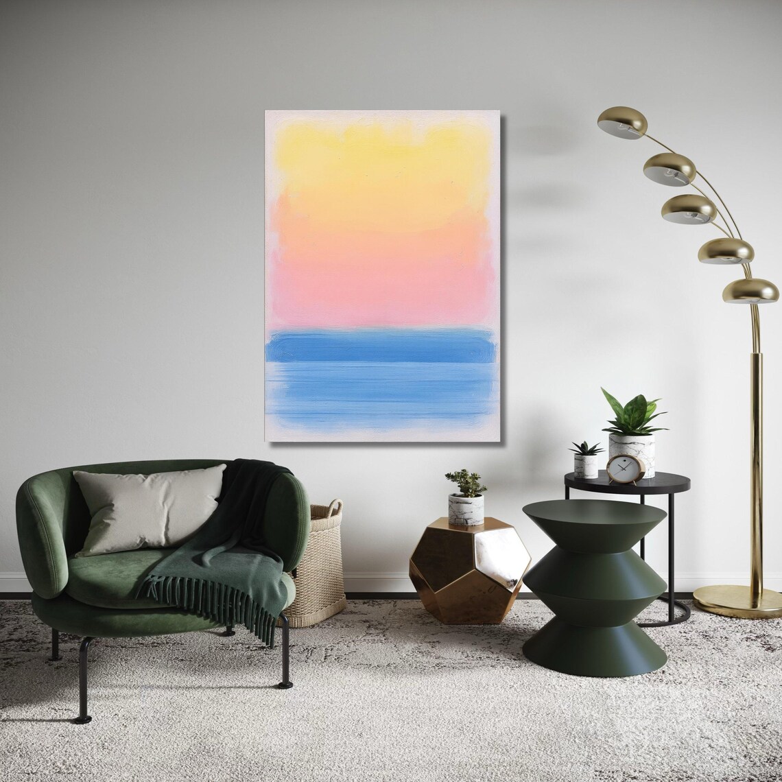 Mark Rothko Abstract Canvas Color Block Wall Art Modern Soft Gradient Painting Pastel Home Decor Gift