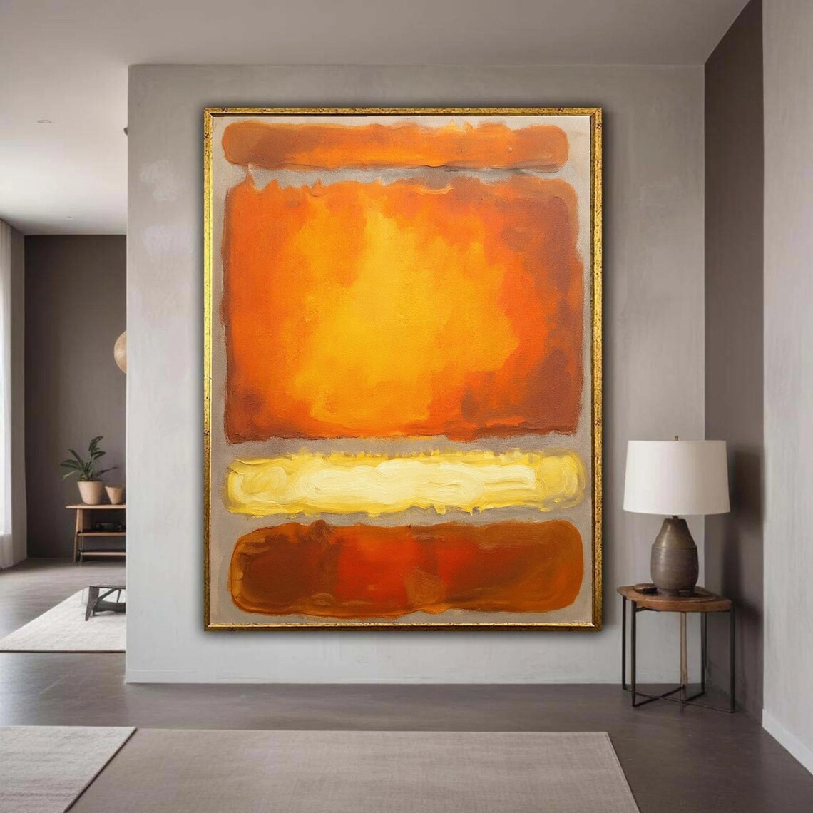 Abstract Color Block Canvas Mark Rothko Style Wall Art Modern Orange Yellow Mid Century Print Gift Home Decor