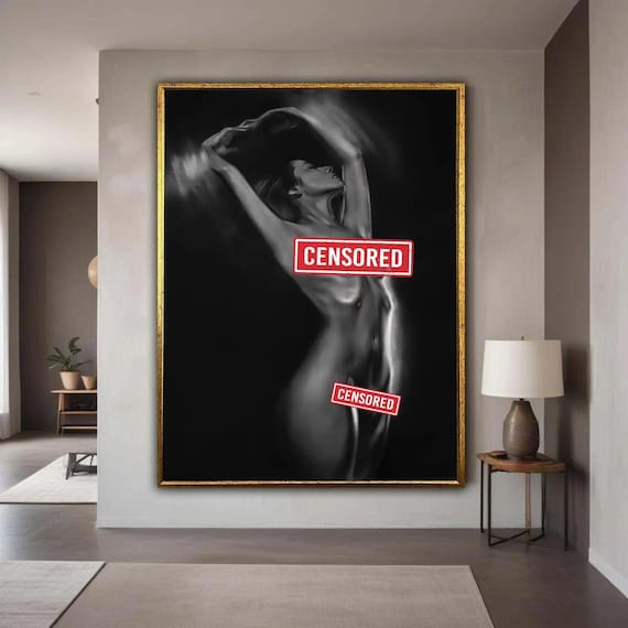 Black And White Nude Female Figure Expressive Dance Motion Poster