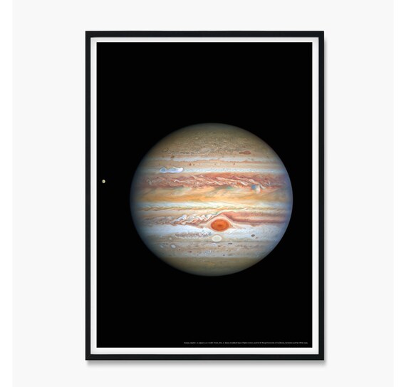 Jupiter and Europa Hubble Telescope Planet Photography Poster
